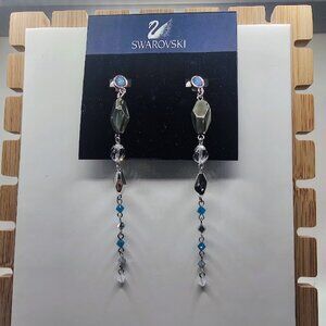 Swarovski Silver and Blue Crystal Clip-on Earrings